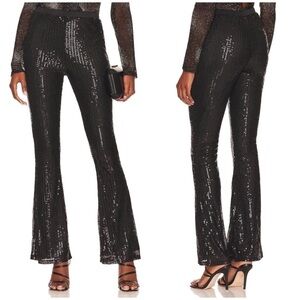 Superdown Tara Sequin Flare Pant in Black Size XXS